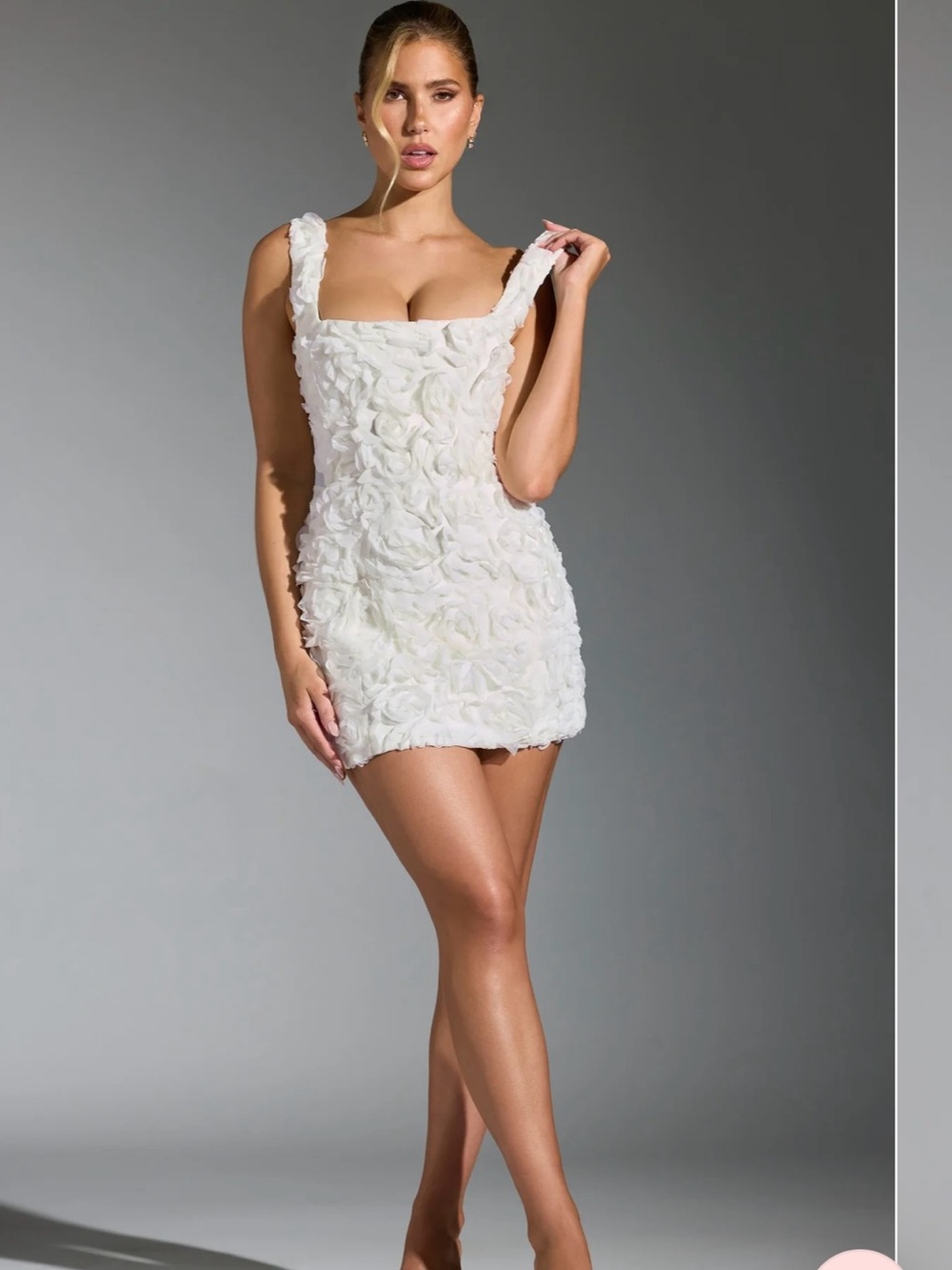 Oh Polly White Floral Appliqué Mini Dress